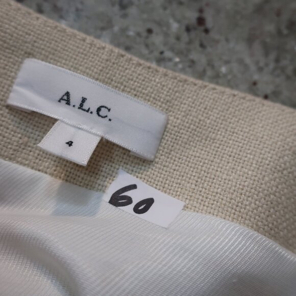 Womens A.L.C. Conan Tan Linen Cotton Blend Oversized Pockets Wrap Mini Skirt 4 - Picture 9 of 9